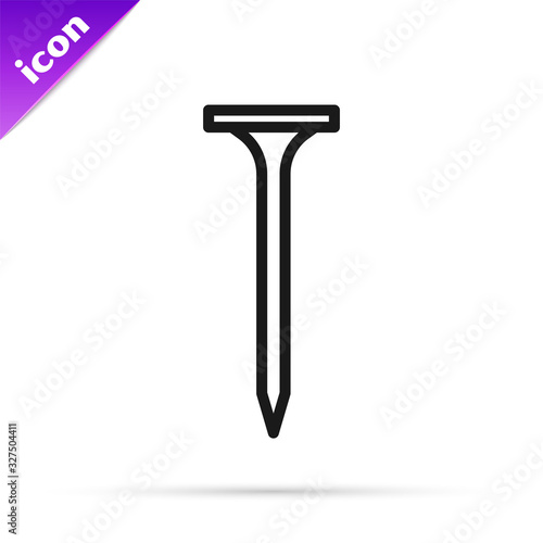 Black line Metallic nail icon isolated on white background. Vector Illustration