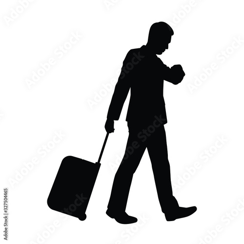 Business man with suitcase silhouette