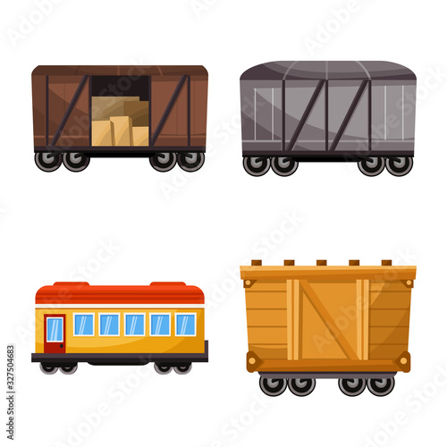 Isolated object of railway and carriage sign. Collection of railway and transport vector icon for stock.