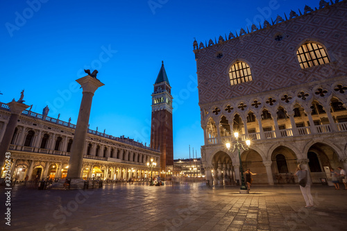 Venice with Doge palace on Piazza San Marco at night, Italy © k_samurkas