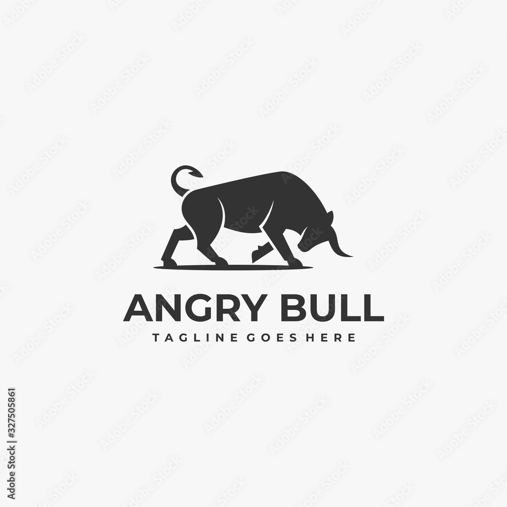 Vector Logo Illustration Bull Gradient Silhouette