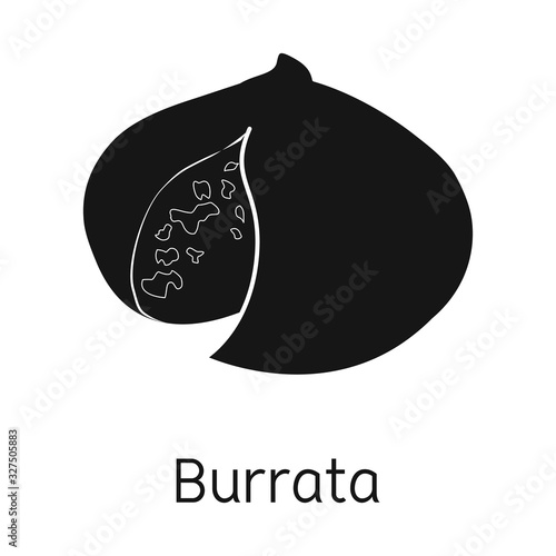 Isolated object of cheese and burrata sign. Web element of cheese and meal stock symbol for web.