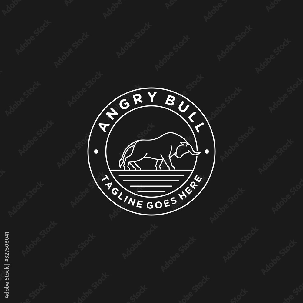 Vector Logo Illustration Bull Gradient Badge Line Art Vector Logo Illustration Bull Gradient Badge Line Art