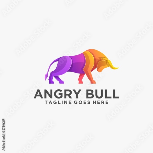 Vector Logo Illustration Bull Gradient Colorful