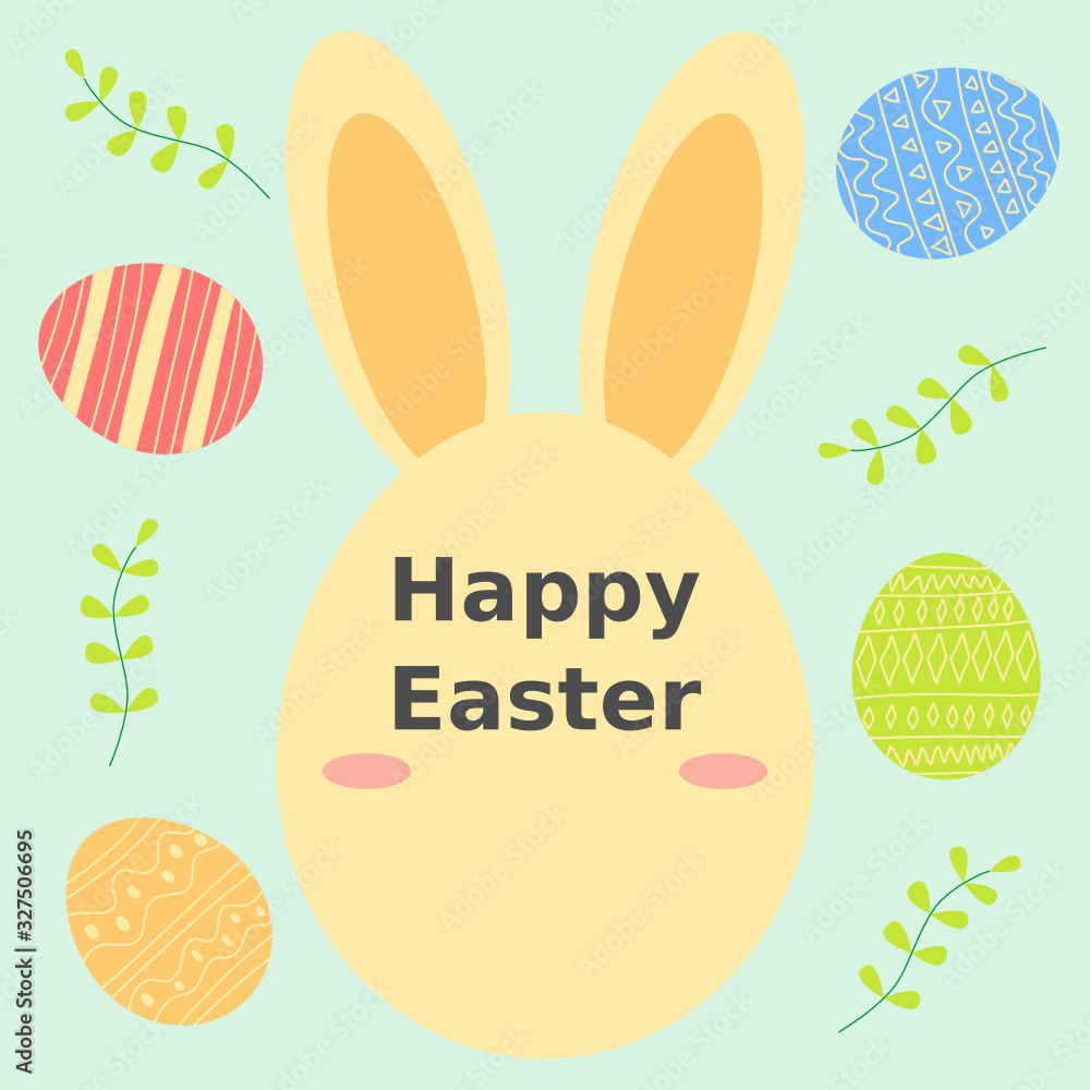 easter card with bunny and eggs easter card with bunny and eggs