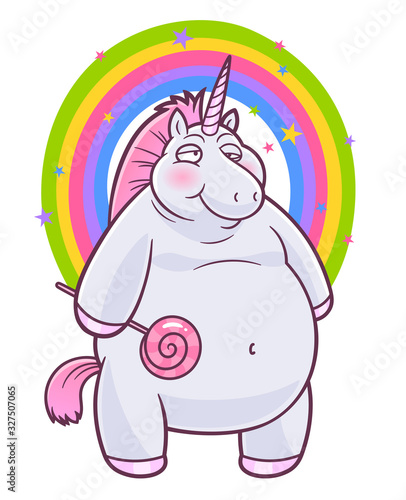 Fat cartoon unicorn