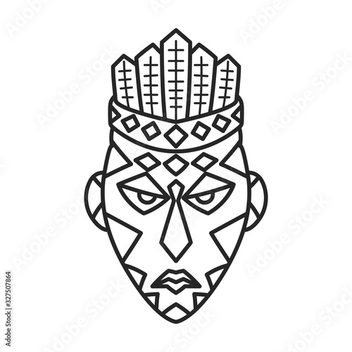 African mask vector icon.Outline vector icon isolated on white background african mask.