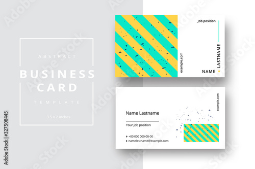 Trendy minimal abstract business card template. Modern corporate stationery id layout with geometric pattern. Vector fashion background design with information sample name text.