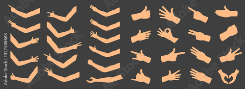 Fényképezés Creative vector illustration of gesturing hands, arm, finger sign set isolated on background