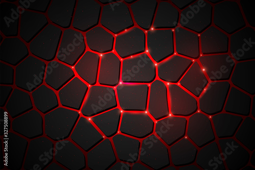 Creative vector illustration of lava, hot magma, cracked volcanic ground background. Art design molten lava texture template. Abstract concept graphic cracked volcano surface.