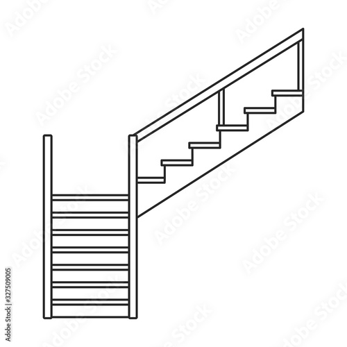 Wooden staircase vector icon.Outline vector icon isolated on white background wooden staircase.