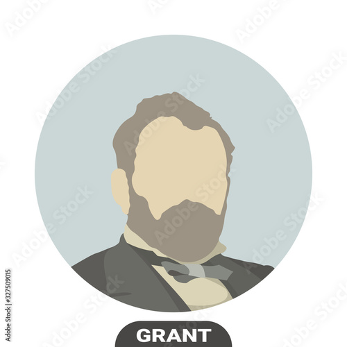 Ulysses S. Grant, President of the United States of America. Stylized portrait. Vector illustration on white background