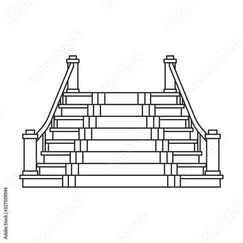 Staircase with carpet vector icon.Outline vector icon isolated on white background staircase with carpet.