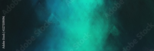 light sea green, very dark blue and dark cyan colored vintage abstract painted background with space for text or image. can be used as header or banner