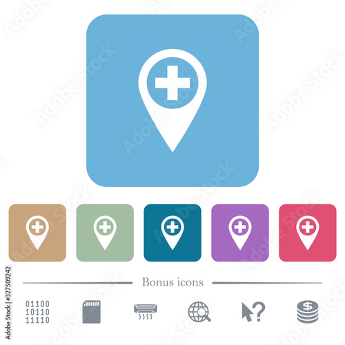 Free Download Add new GPS map location flat icons on color rounded square backgrounds - GFXLoad