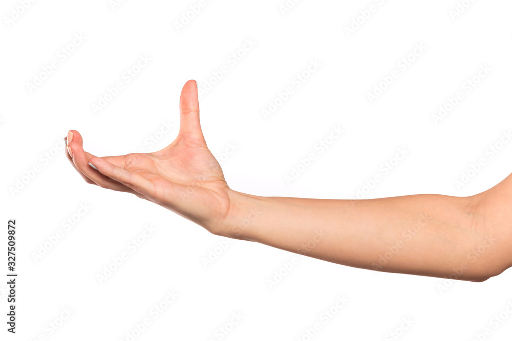 female hand isolated on white background showing hand gestures - Image female hand isolated on white background showing hand gestures - Image