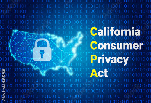 CCPA - California Consumer Privacy Act. vector background. Consumer protection for residents of California, United States. USA data security.