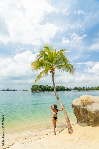 Photography Woman at the beach in Sentosa island