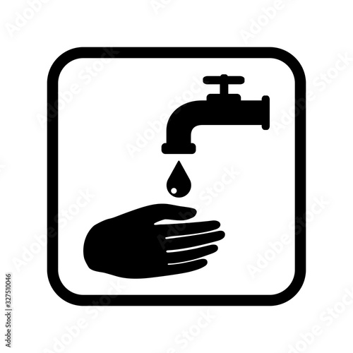 Wash your hands. Square black sign. Vector illustration.