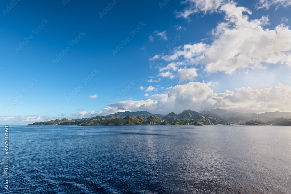 Sea and rocky coast of the tropical caribbean island of Saint-Vincent, Saint-Vincent and Grenadines Sea and rocky coast of the tropical caribbean island of Saint-Vincent, Saint-Vincent and Grenadines