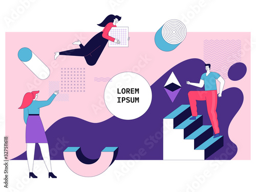 Business banner with team building and partnership