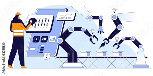 Conveyor configurations flat vector illustration