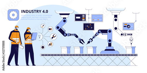 Conveyor inspection flat vector illustration