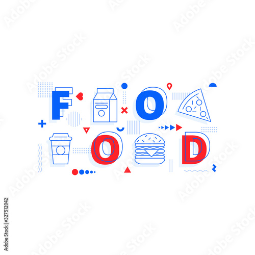 Poster Food - geometric font in memphis style