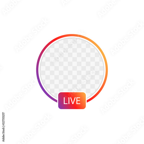 Live user video streaming gradient. Social media icon. Avatar stories. Vector illustration.