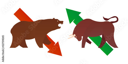 Bull and bear market Vector illustration