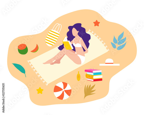 Girl studying with some books. Young student girl. Education and learning concept