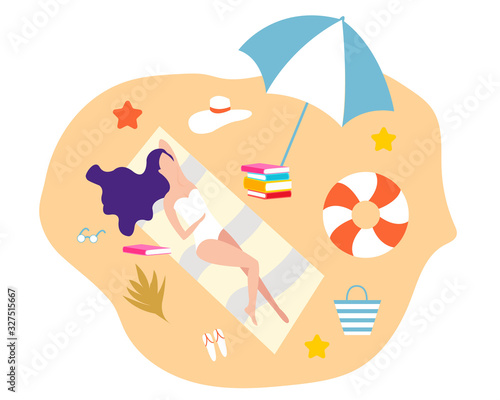 Girl studying with some books. Young student girl. Education and learning concept