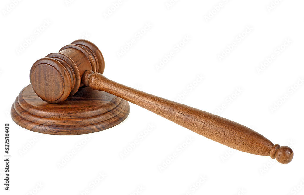 Wooden judge gavel isolated on a white background