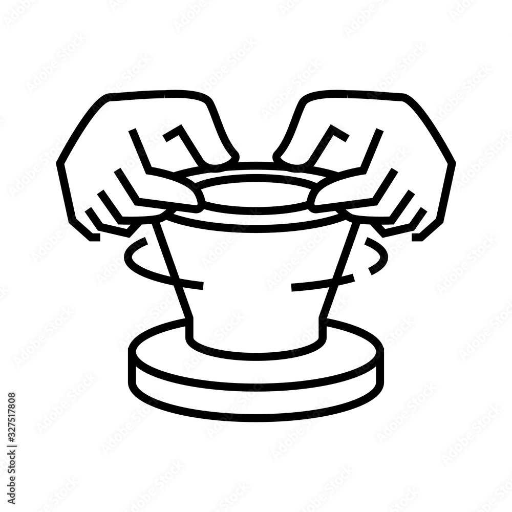Pottery art line icon, concept sign, outline vector illustration, linear symbol. Pottery art line icon, concept sign, outline vector illustration, linear symbol.