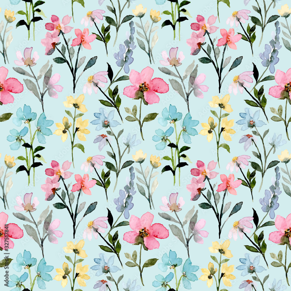 wild floral watercolor seamless pattern