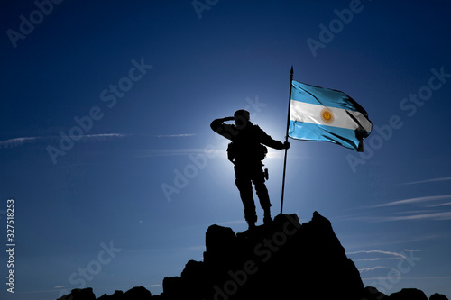 Foto Soldier with the Argentine flag