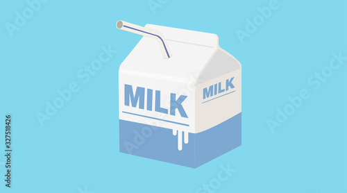 Vector Isolated Small Milk Box or Carton with a Straw