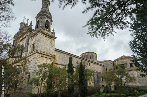 View of the medieval monastery of Santa Espina.  Built by Mrs. Sancha de Castilla in 1147 near the town of Tordesillas in the province of Valladolid. photo