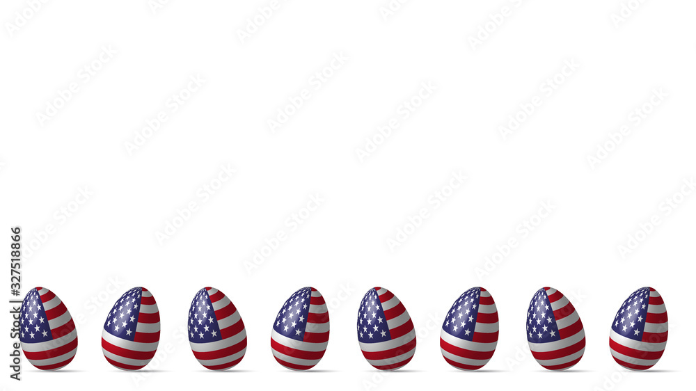 Fototapeta premium 3D american flag easter eggs border vector design layout for website background, cards, flyers, posters and invitations.