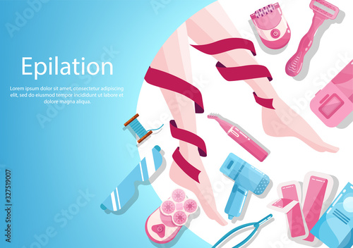 Hair removal and epilation advertising or web banner.
