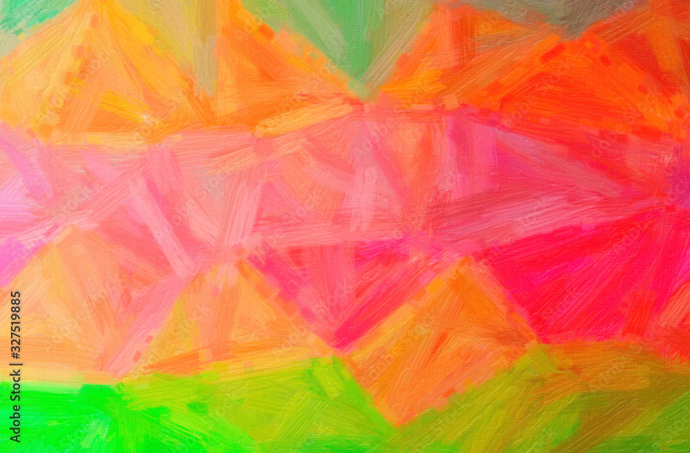 Obraz premium Abstract illustration of green, orange, pink, red, yellow Bristle Brush Oil Paint background