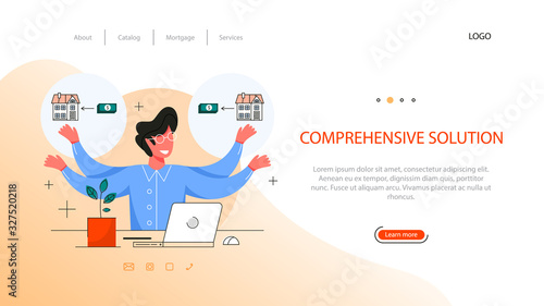 Real estate advantage web banner. Idea of comprehensive solution