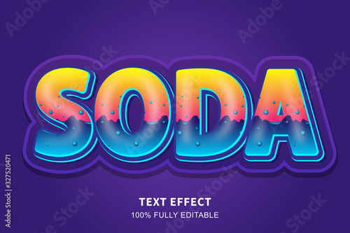 Soda liquid style 3d text effect, editable text