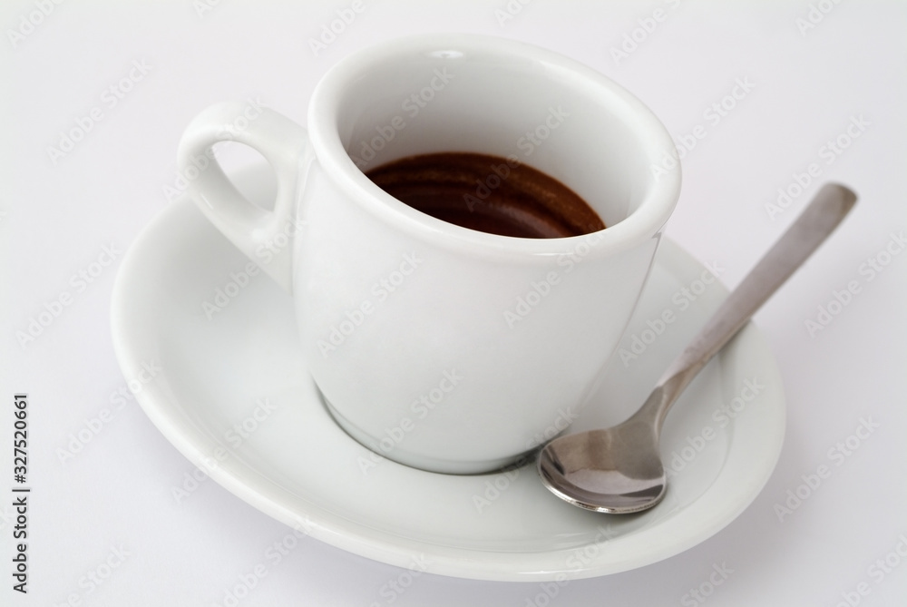 Espresso coffee isolated against a white background Espresso coffee isolated against a white background