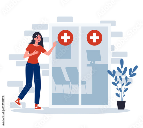2019-nCoV symptoms. Infected woman goes to hospital