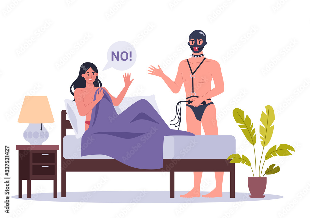 Couple of man and woman in bed. Concept of sexual or intimate
