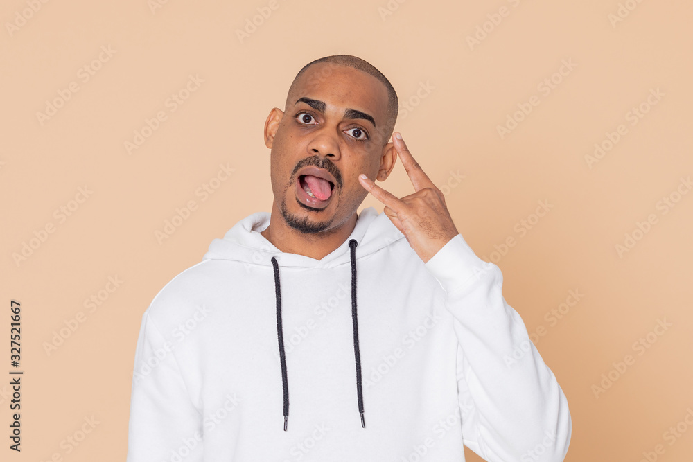 African guy with a white sweatshirt African guy with a white sweatshirt