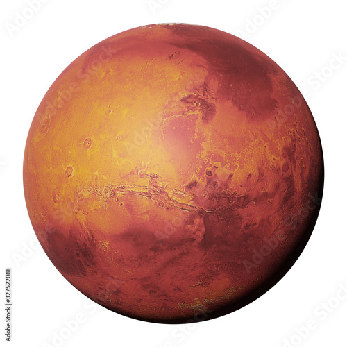 Fototapeta Naklejka Na Ścianę i Meble -  planet Mars, the red world isolated on white background