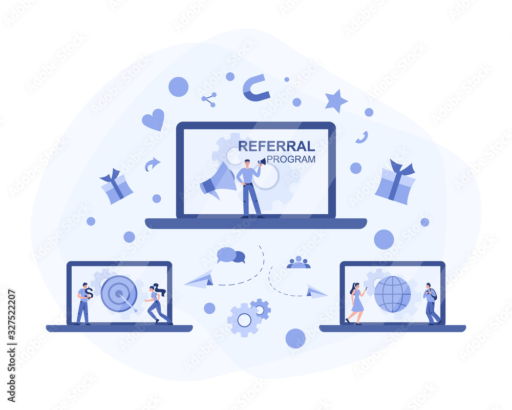 Referral program concept. Referral marketing and business partnership Referral program concept. Referral marketing and business partnership