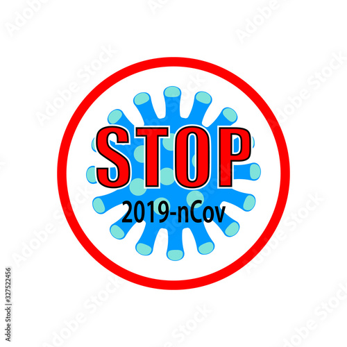 Favilavir antiviral drug to fight COVID-19, MERS-Cov, new coronavirus (2019-ncov), abstract virus strain model New coronavirus 2019-ncov crossed out with a red STOP sign photo